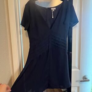Tobi Blue Ruched A-Line Mini Dress V-Neck